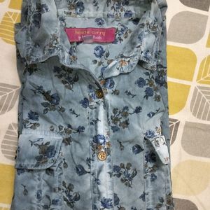 Denim Wash Floral Shirt