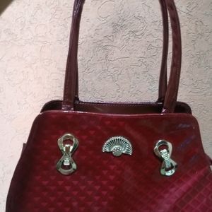 Maroon Party Material Hand Bag