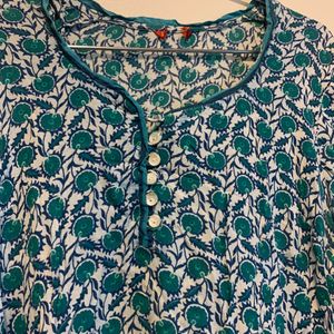 Printed Rama Green Kurti