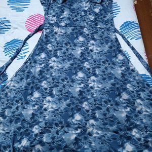 Navy Blue Printed Dress