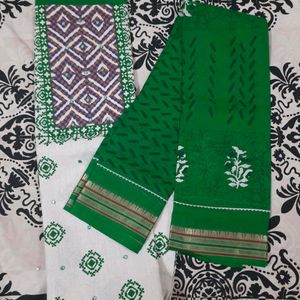 💚🤍BEAUTIFUL MIRROR WORK SALWAR SUIT MATERIAL