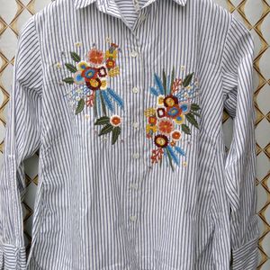 New Premium Cotton Stripped Embroidery Shirt