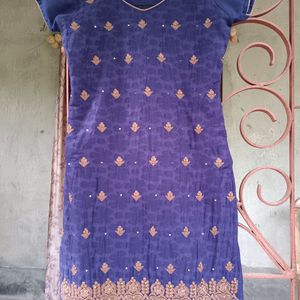 Beautiful Blue Kurta With Churidar And Dupatta