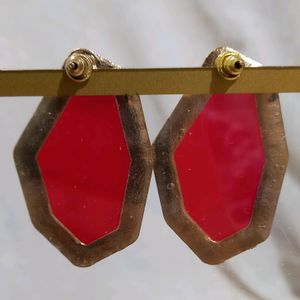 Party Wear Red Earrings (Set Of 2)