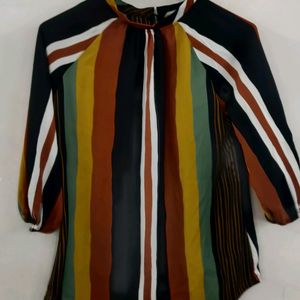 A MULTICOLOURED STRIPPED TOP