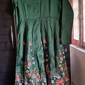 Sassafras Green Floral Anarkali Maxi Dress