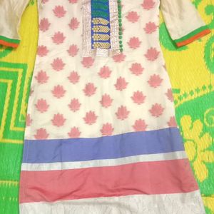 Cream Colour Cotton Kurta Set