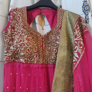 Pink Anarkali With Heavy Dupatta Suit💕for Wedding