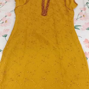 Beautiful Embroidered Mustard Salwar Kameez