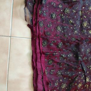 Brown Flower Design Saree