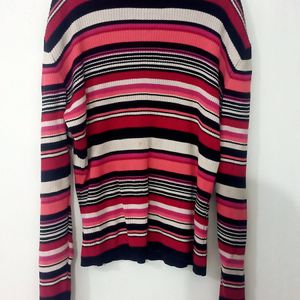 Ribbed High Neck Sweater