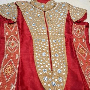 Mirror Work Silk Kurta Set Embroidery