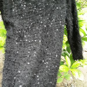 GOTHIC ⚫️ 🐈‍⬛️ BLACK SEQUIN Fur BODYCON DRESS 👗