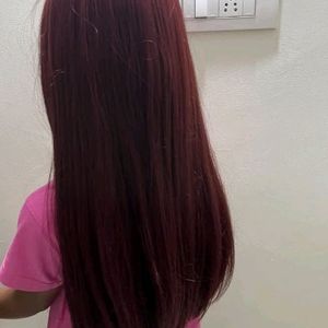 Imported! Women's Long Straight Wine Red Wig