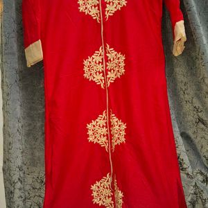 Red Front Slit Kurti