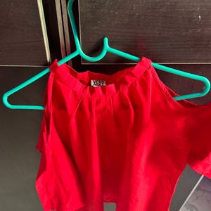 Red Cold Shoulder Top