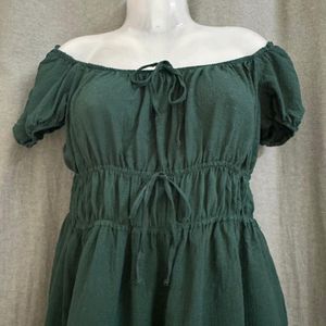 Plus Size Off Shoulder Green Mini Dress For Women