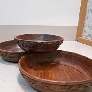 New Wooden Antique Bowl Set Of 3