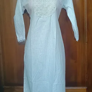 Embroidery Work Beautiful White Kurta