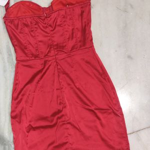 Satin red corset tube halter neck Mini Dress