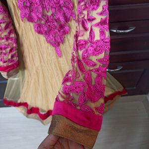Flared Beige Pink Gown Or Anarkali