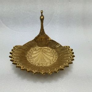 Peacock Metal Server With Gold Finish