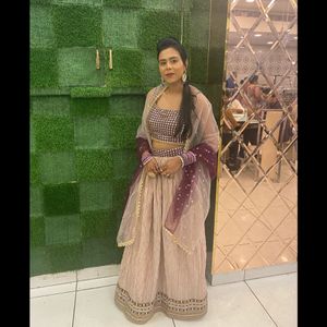 Pink And Wine Lehnga With Gotta Patti Handwork