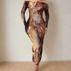 Off Shoulder Abstract Dress