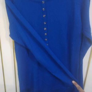 Royal Blue Woolen Top For Girls