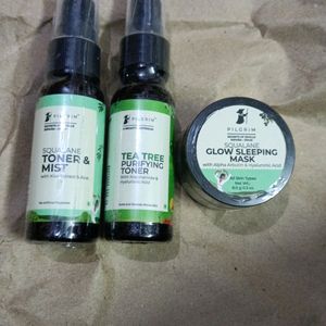 Combo Of 3 Mini Pilgrim Toner & Sleeping Mask