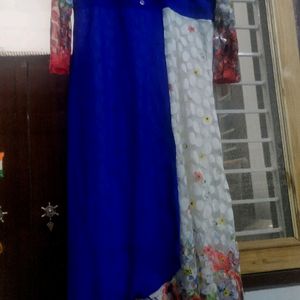 Branded Blue White Net Frock  Kurti