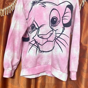 Crop Simba Pink And White Hoodie