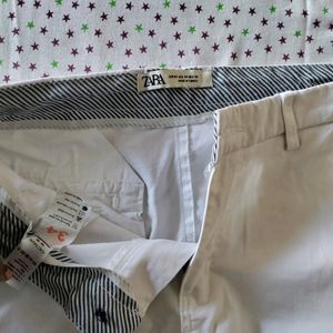 Zara 35 Length White Jeans