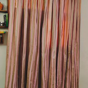 Set Of 2 Door Curtains Silk Blended Pleated