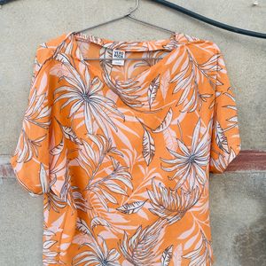 Floral Coral Boxy Top