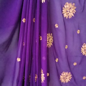 Purple Poonam Embroidery Saree