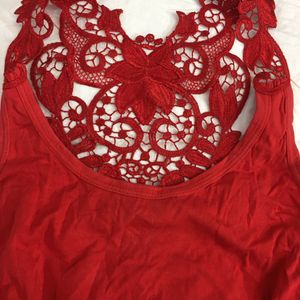 Red Lace Pinterest V-Neck Pattern Top