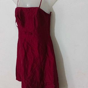 SEXY MAROON SILK DRESS