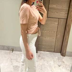 Peach🍑 Tie-Up Corset Style Crop Top