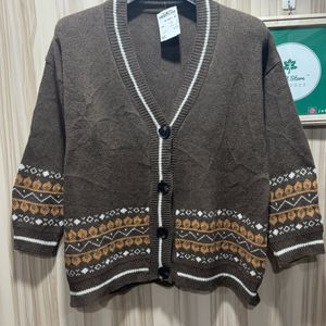 Seoul Mate Geo Pattern Drop Down Cardigan