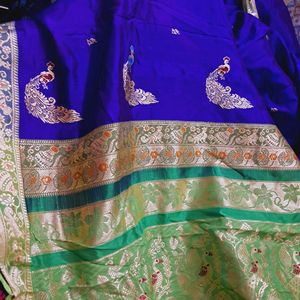 Deep Violet With Parrot Green Pallu Paithani Saree