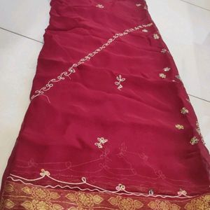 Red Full Hand Work Saree