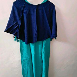 Cyan Kurti With Cape