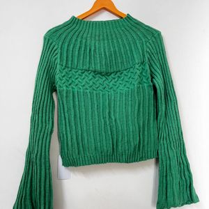 Green Flared Sleeve Sweater