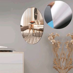 Oval Frame Less Mirror Wall Sticker