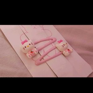 KAWAI PINK HELLO KITTY CLIPS - 1 Pair