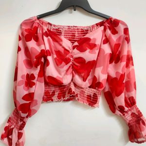 Red Colour Crop Top