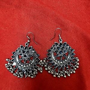 Silver And Black Earrings