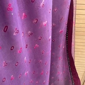 Designer Chiffon Saree,  Real Bandhni With Mukaish