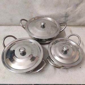 Set Of 3 Handis With Lids